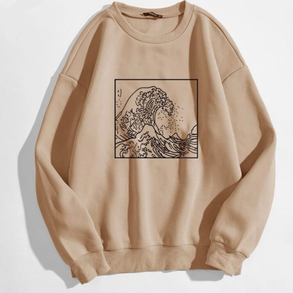 Thermal Waves Print Round Neck Sweatshirt
